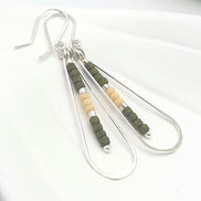 Harley - Silver with Olive & Cream Earrings Bijou by SAM   