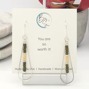 Harley - Silver with Olive & Cream Earrings Bijou by SAM   