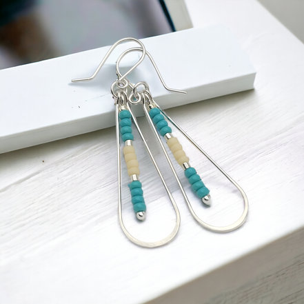 Harley - Silver with Turquoise & Cream Earrings Bijou by SAM   