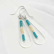 Harley - Silver with Turquoise & Cream Earrings Bijou by SAM   