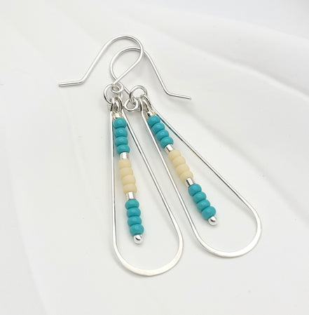 Harley - Silver with Turquoise & Cream Earrings Bijou by SAM   