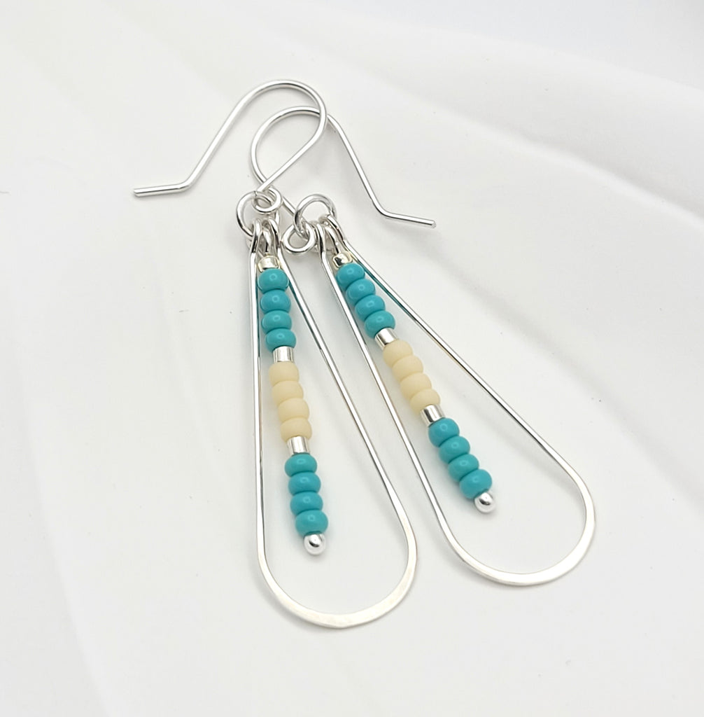 Harley - Silver with Turquoise & Cream Earrings Bijou by SAM   