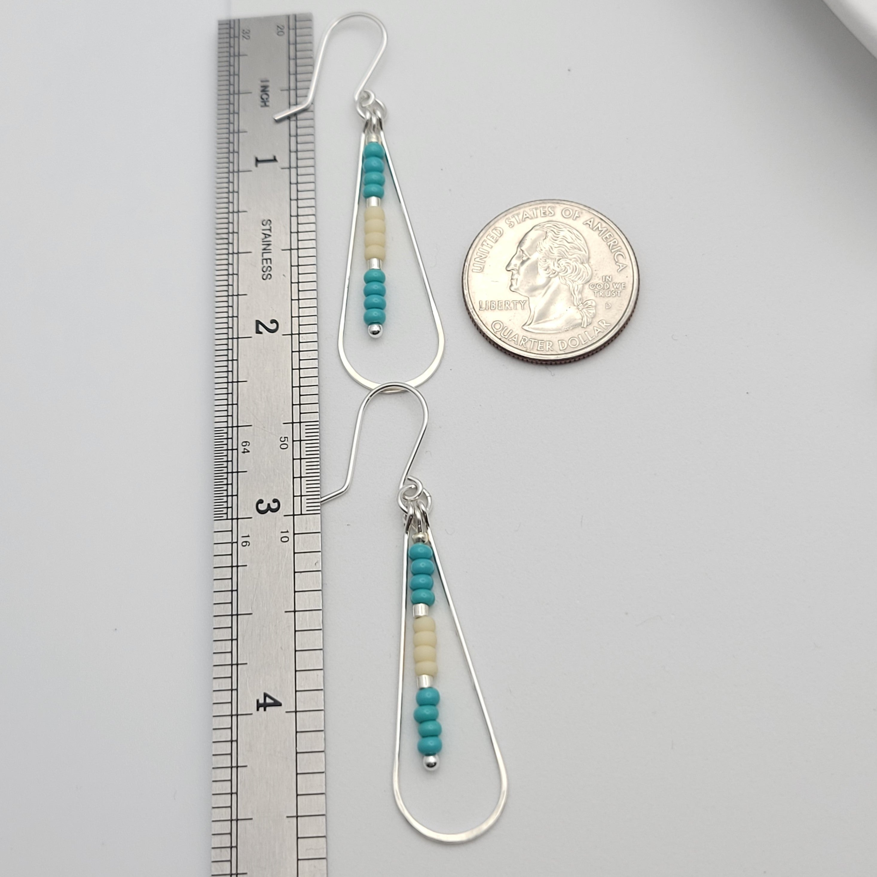 Harley - Silver with Turquoise & Cream Earrings Bijou by SAM   
