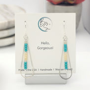 Harley - Silver with Turquoise & Cream Earrings Bijou by SAM   