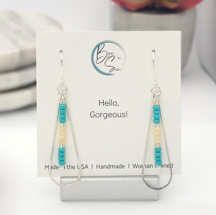 Harley - Silver with Turquoise & Cream Earrings Bijou by SAM   