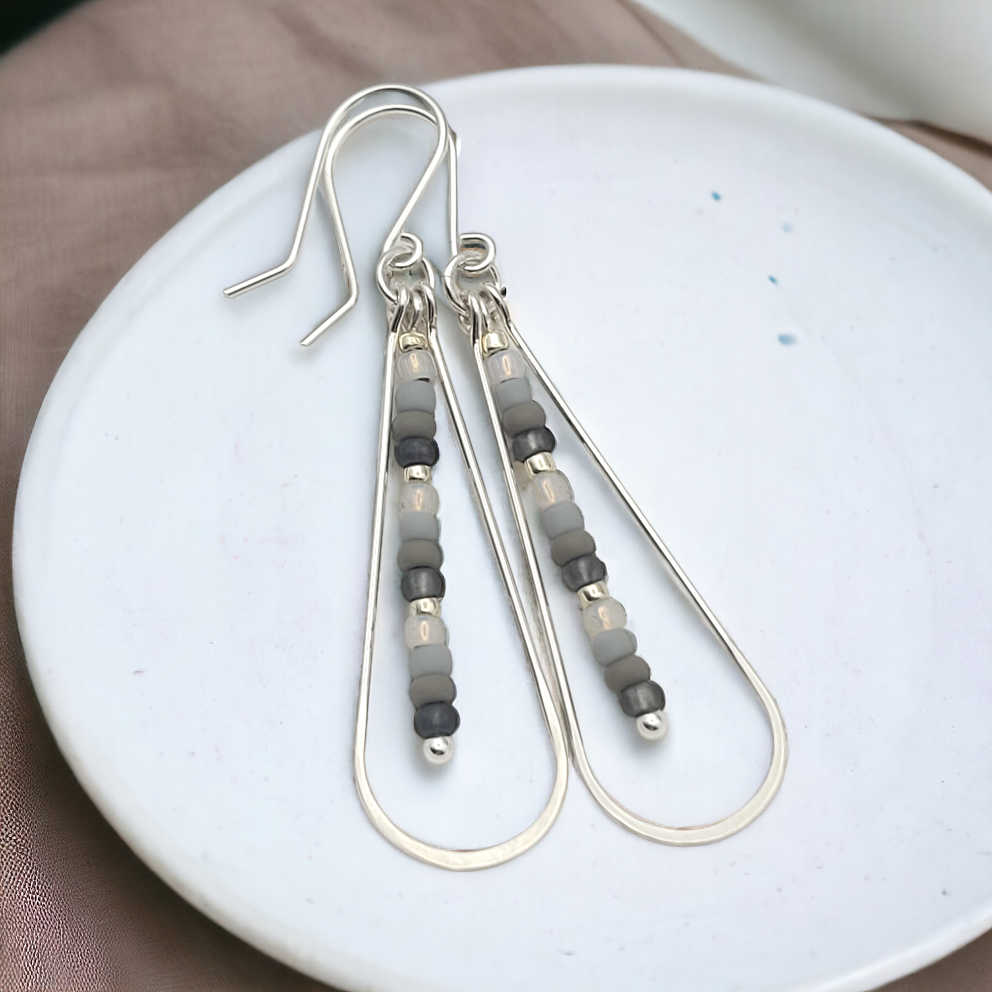 Harley - Silver & Gray Earrings Bijou by SAM   