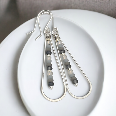 Harley - Silver & Gray Earrings Bijou by SAM   