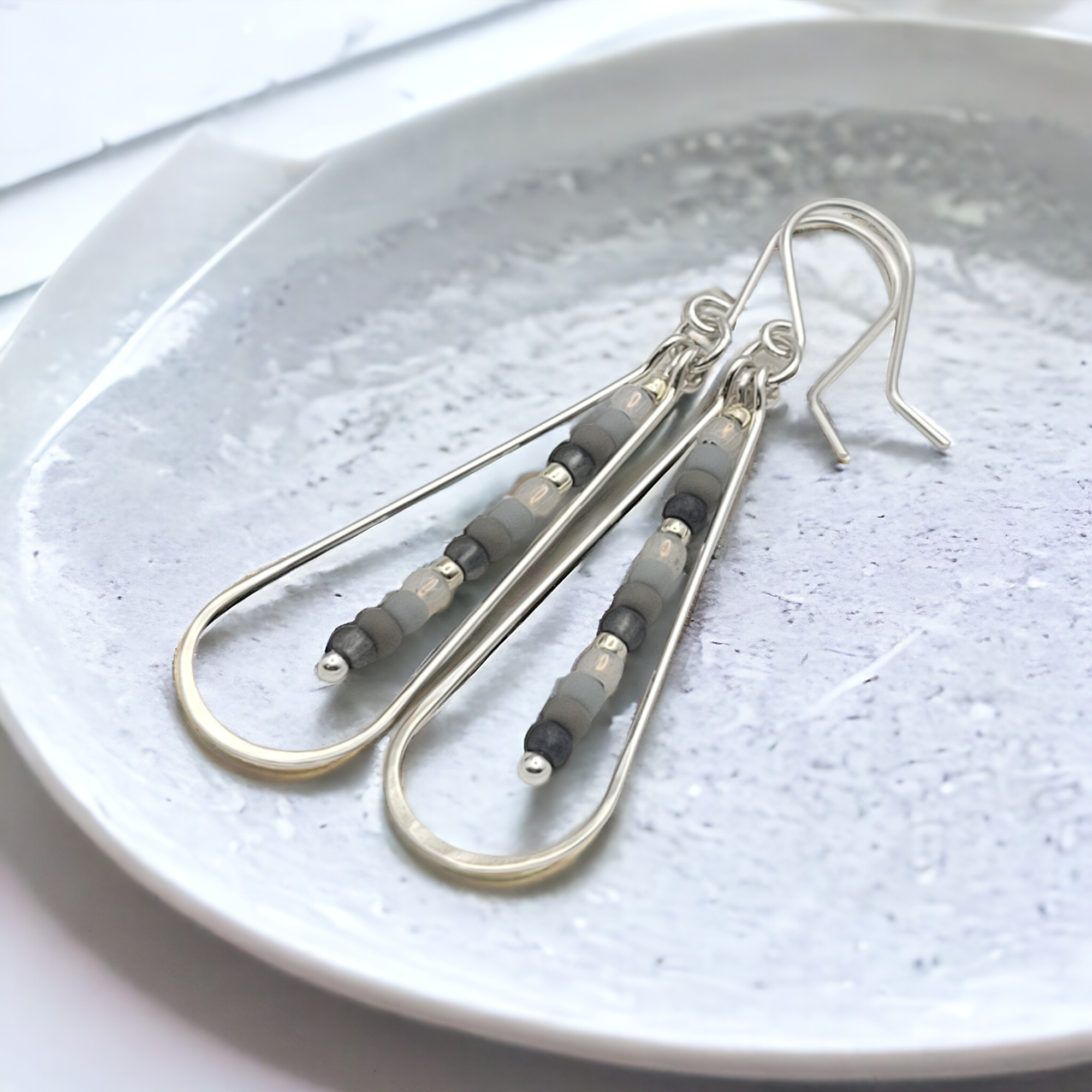 Harley - Silver & Gray Earrings Bijou by SAM   