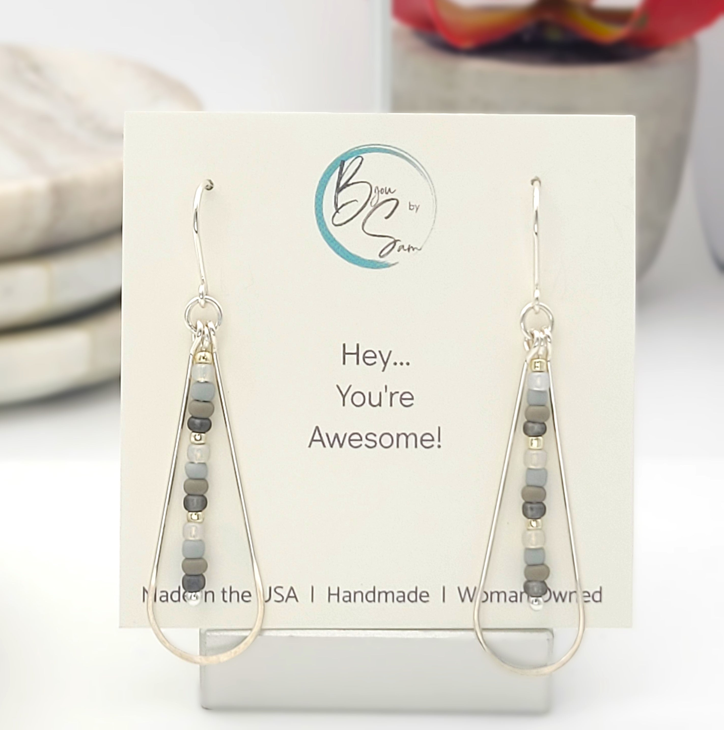 Harley - Silver & Gray Earrings Bijou by SAM   