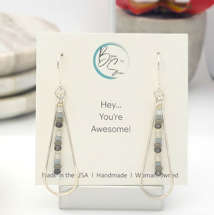 Harley - Silver & Gray Earrings Bijou by SAM   