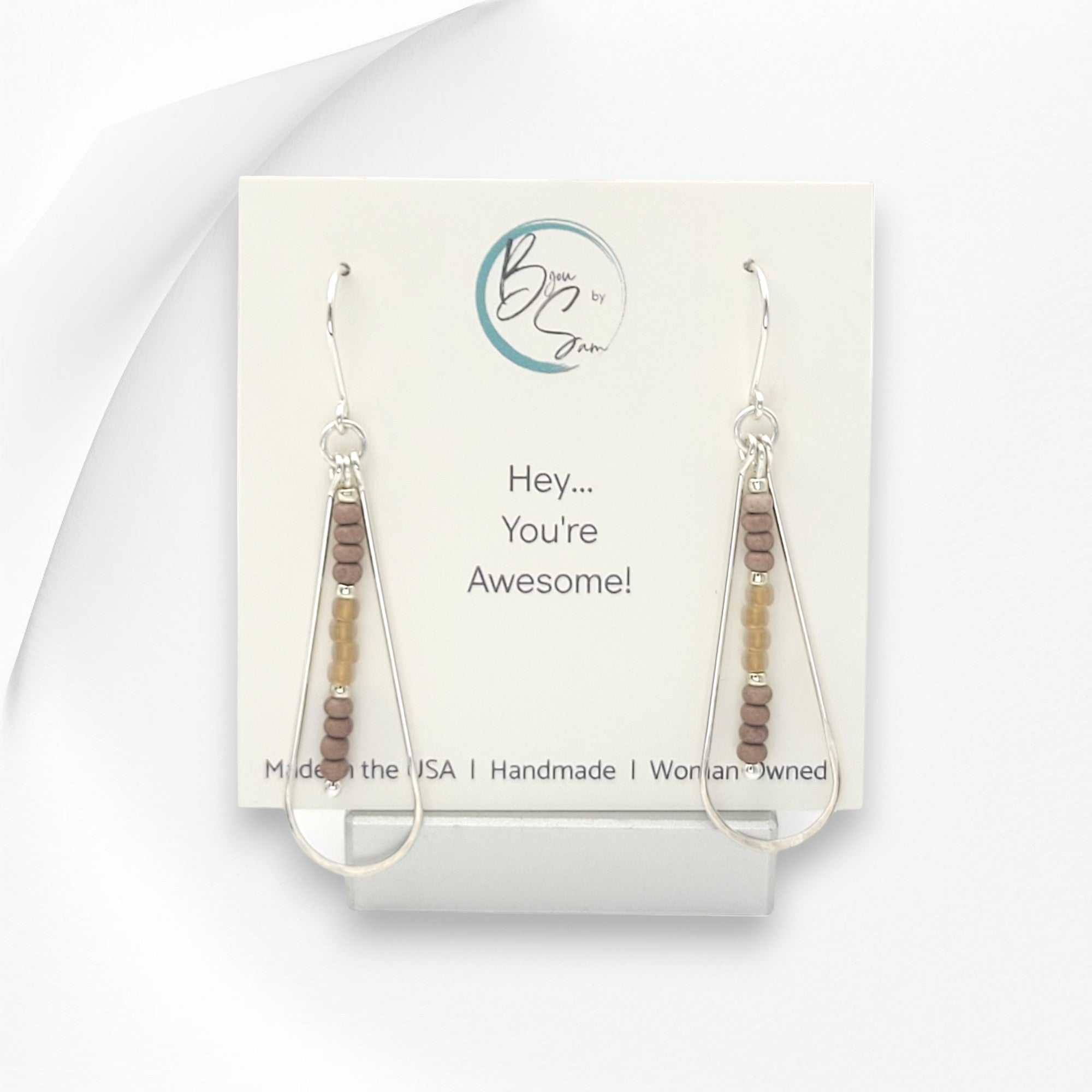 Harley - Silver & Neutral Brown Earrings Bijou by SAM   