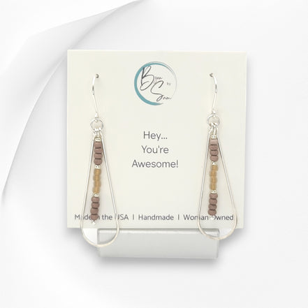 Harley - Silver & Neutral Brown Earrings Bijou by SAM   