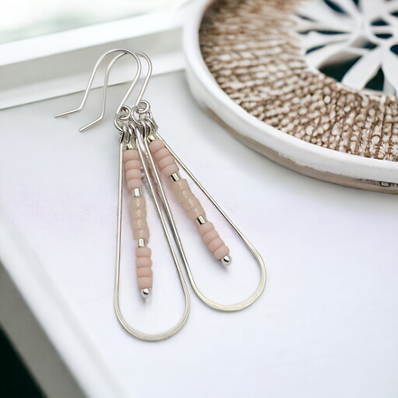 Harley - Silver & Soft Pink Earrings Bijou by SAM   
