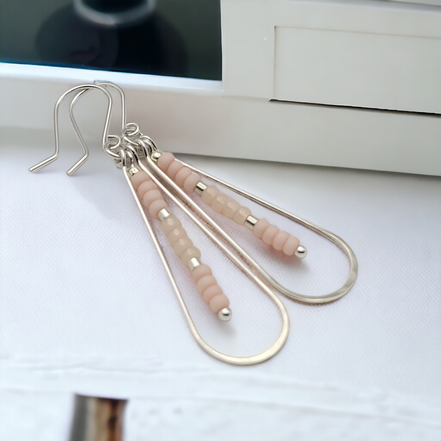 Harley - Silver & Soft Pink Earrings Bijou by SAM   