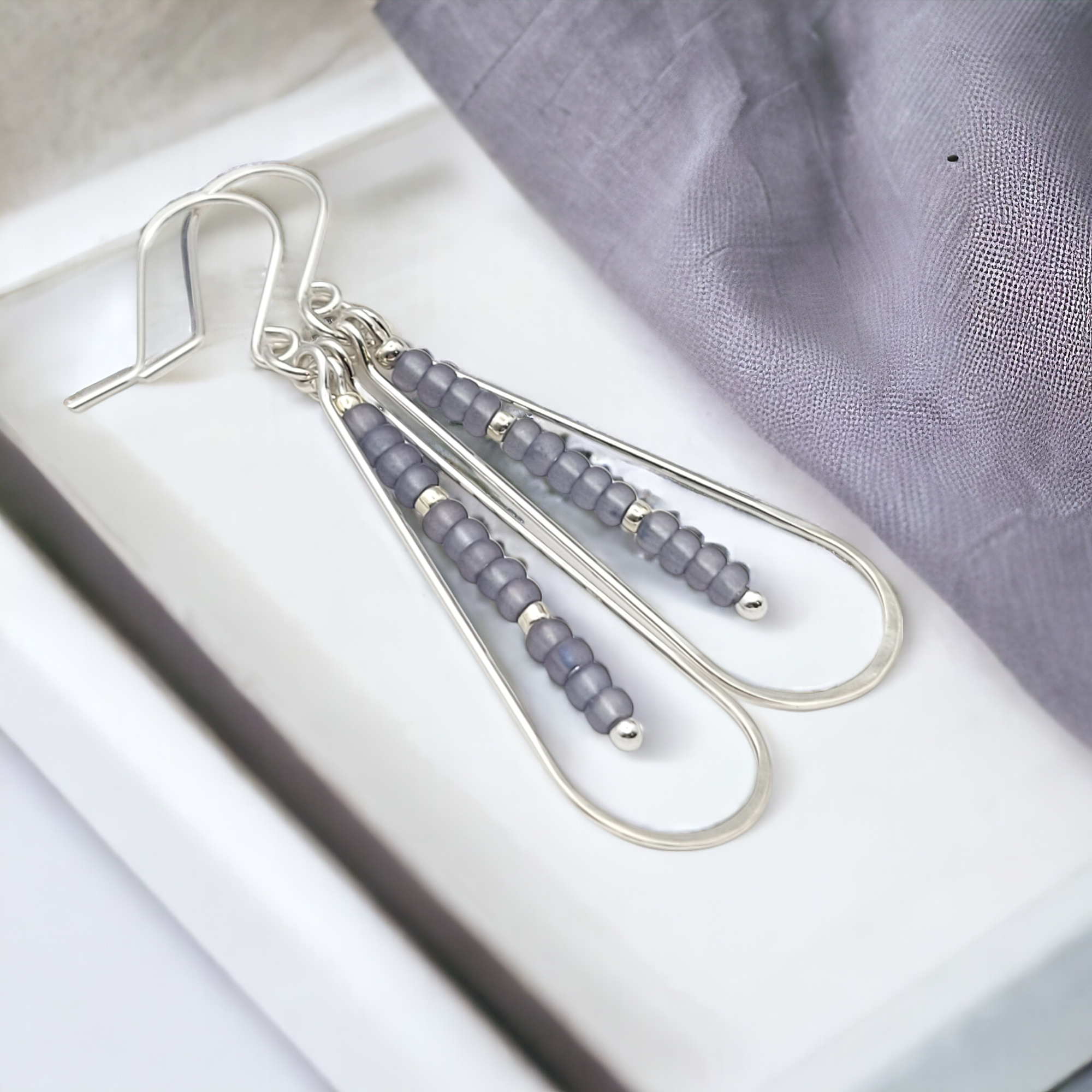 Harley - Silver & Pale Purple Earrings Bijou by SAM   