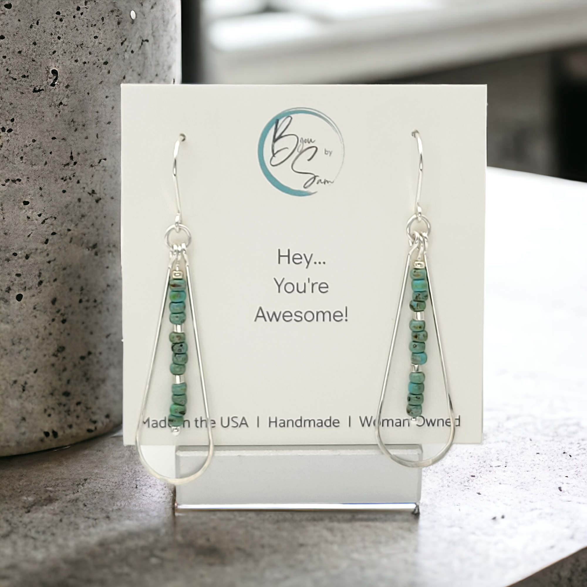 Harley - Silver & Tuquoise Earrings Bijou by SAM   