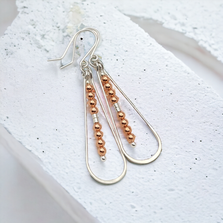 Harley - Silver & Copper Earrings Bijou by SAM   