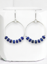 Boho - Silver Hoops with Lapis Lazuli Earrings Bijou by SAM Sterling Silver
