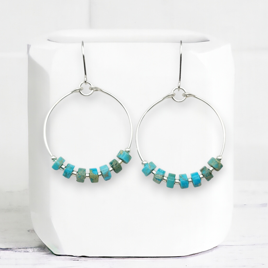 Boho - Silver & Turquoise Earrings Bijou by SAM Sterling Silver