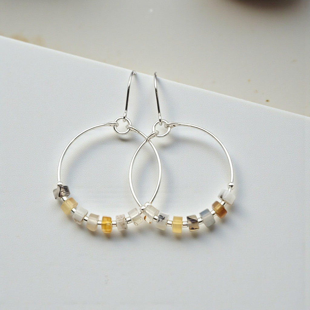 Boho - Silver & Montana Agate Earrings Bijou by SAM