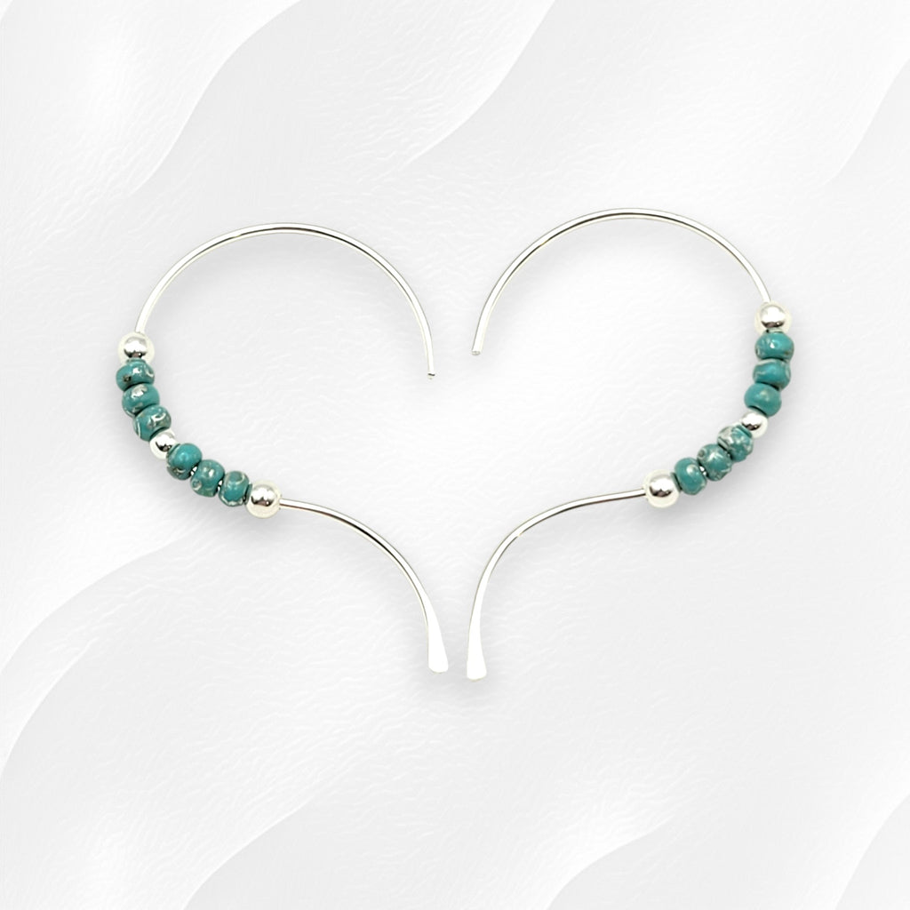 Open Heart - Silver & Turquoise Earrings Bijou by SAM   
