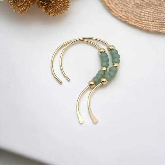 Open Heart - Gold & Sea Glass Earrings Bijou by SAM   