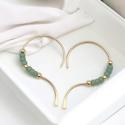 Open Heart - Gold & Sea Glass Earrings Bijou by SAM   