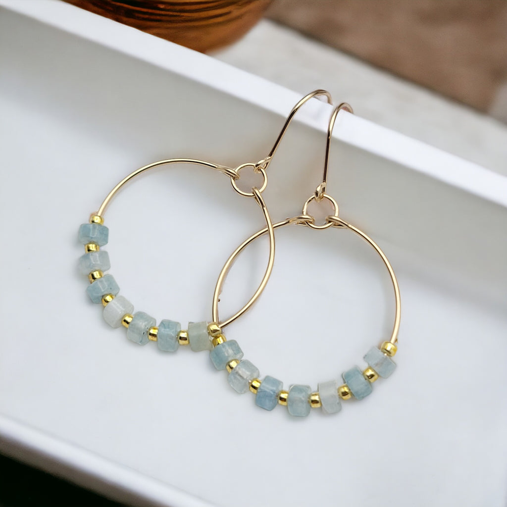 Boho - Gold & Aquamarine Earrings Bijou by SAM   
