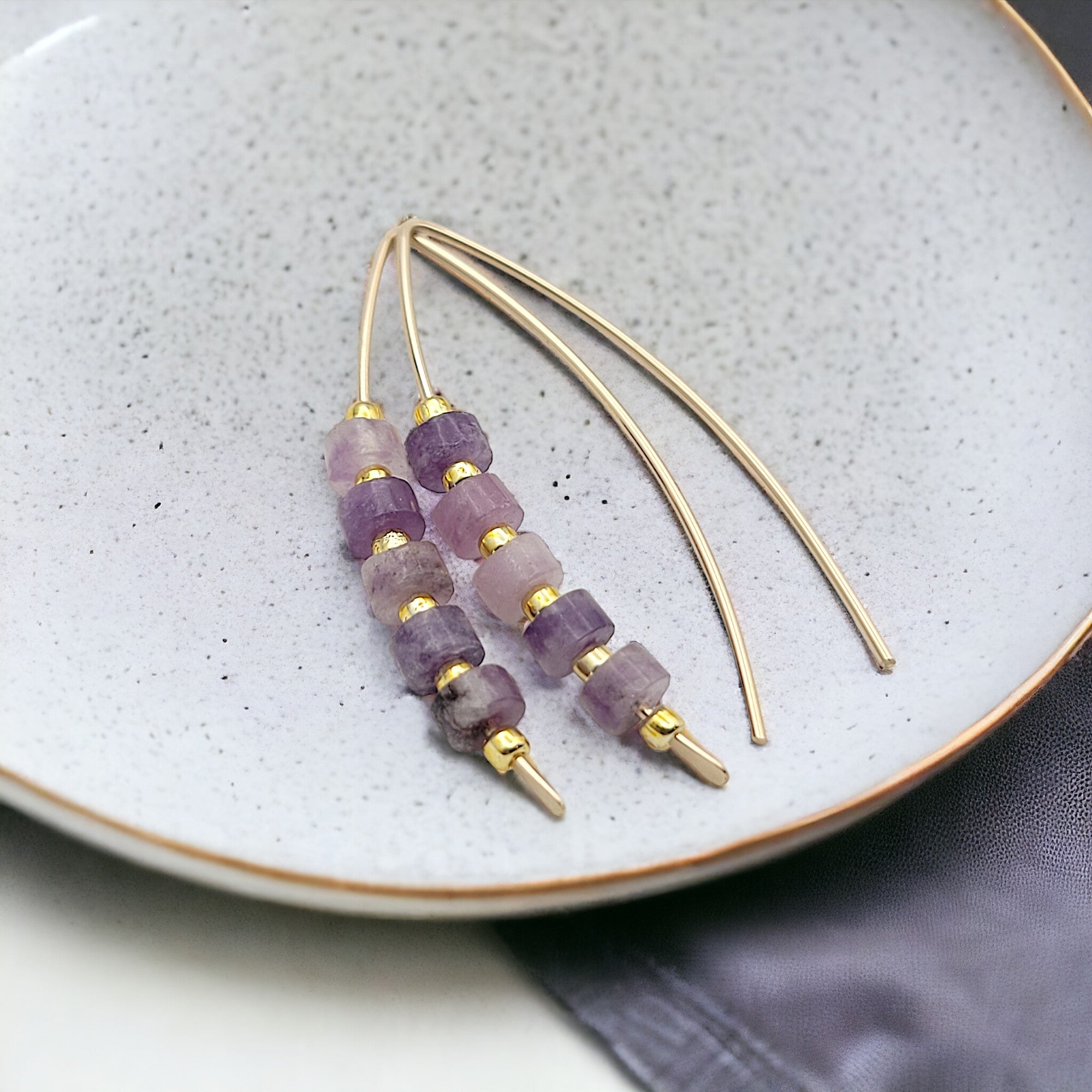 Wish - Gold & Amethyst Earrings Bijou by SAM   
