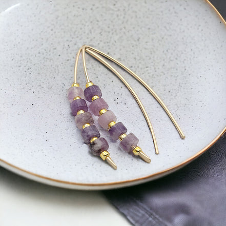 Wish - Gold & Amethyst Earrings Bijou by SAM   