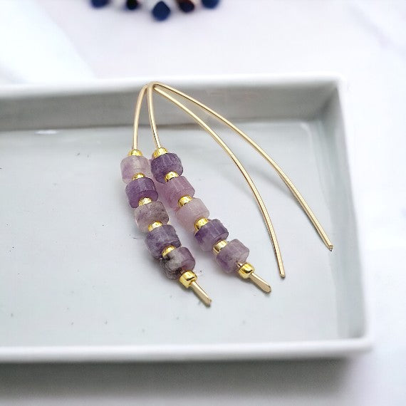 Wish - Gold & Amethyst Earrings Bijou by SAM   