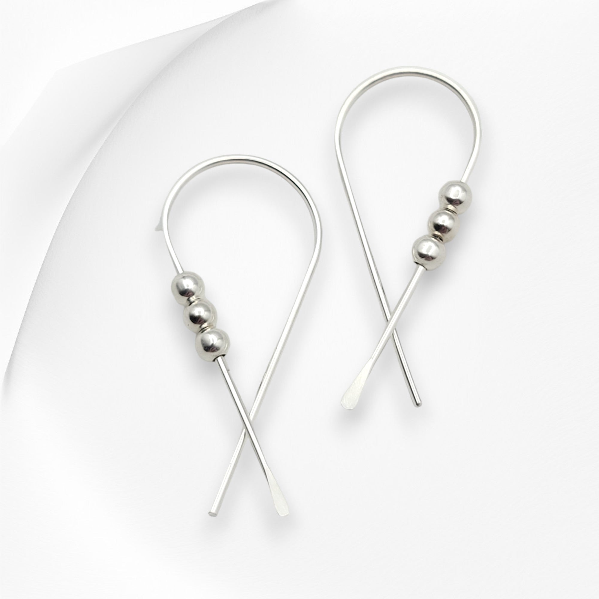Ribbon - Silver & Silver Earrings Bijou by SAM   