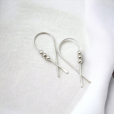 Ribbon - Silver & Silver Earrings Bijou by SAM   