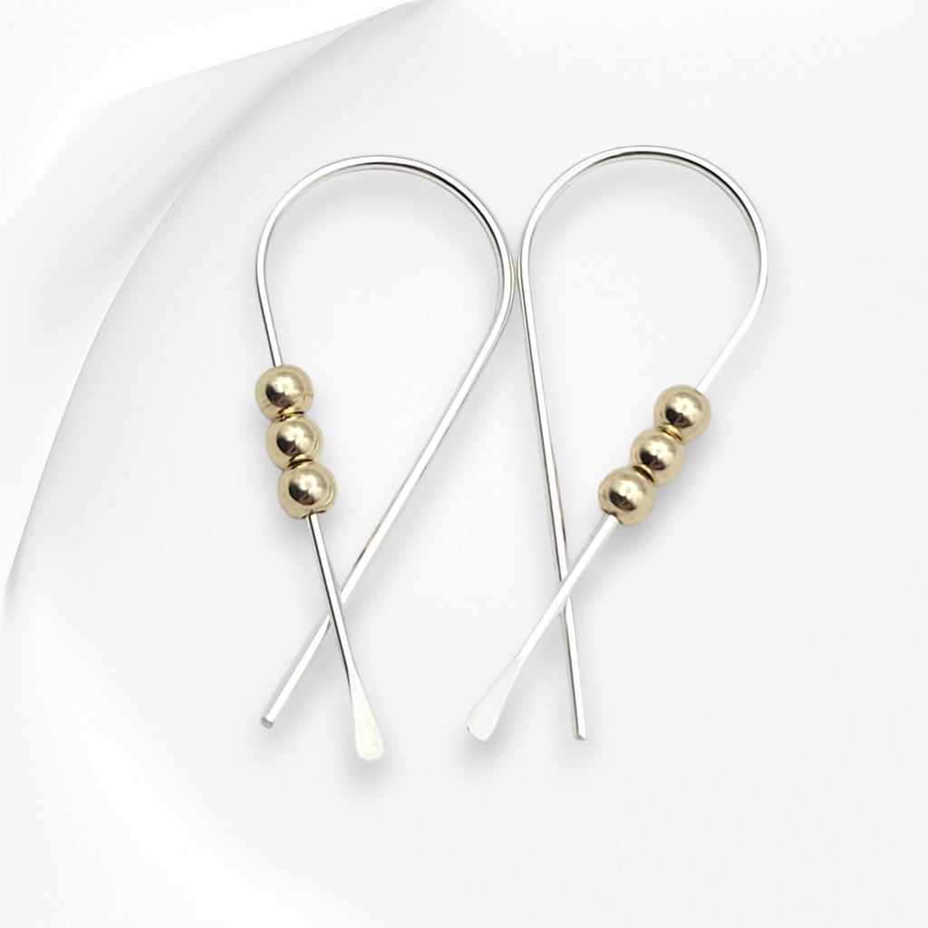 Ribbon - Silver with Gold Earrings Bijou by SAM   