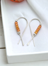 Ribbon - Silver with Orange Seed Beads Earrings Bijou by SAM   