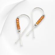 Ribbon - Silver with Orange Seed Beads Earrings Bijou by SAM   