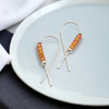Ribbon - Silver with Orange Seed Beads Earrings Bijou by SAM   
