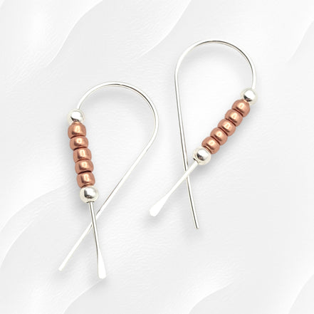 Ribbon - Silver with Copper Earrings Bijou by SAM   
