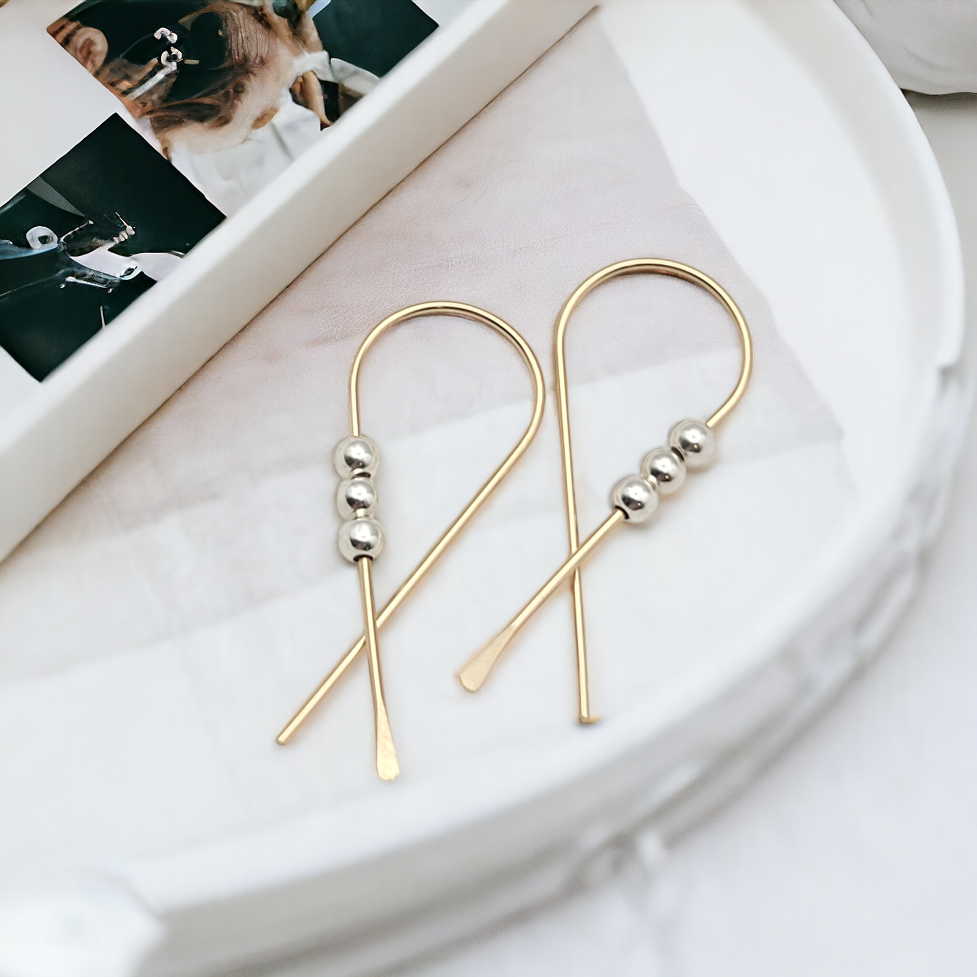 Ribbon - Gold with Silver Earrings Bijou by SAM   
