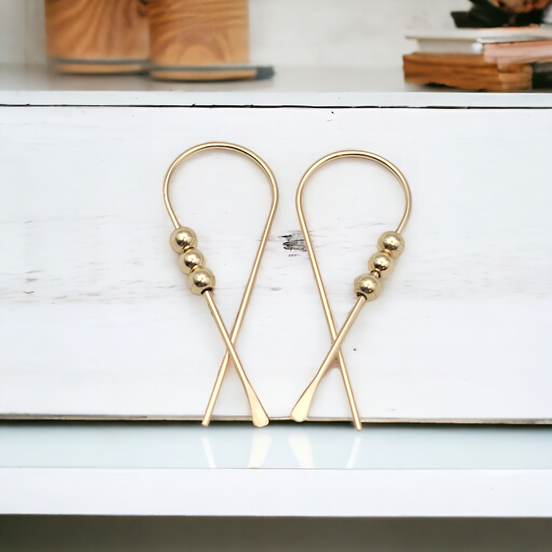 Ribbon - Gold with Gold Earrings Bijou by SAM   