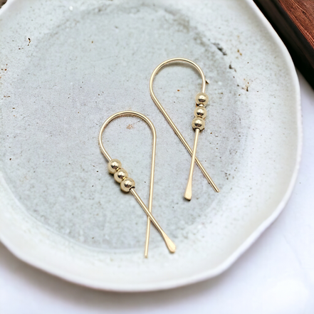 Ribbon - Gold with Gold Earrings Bijou by SAM   