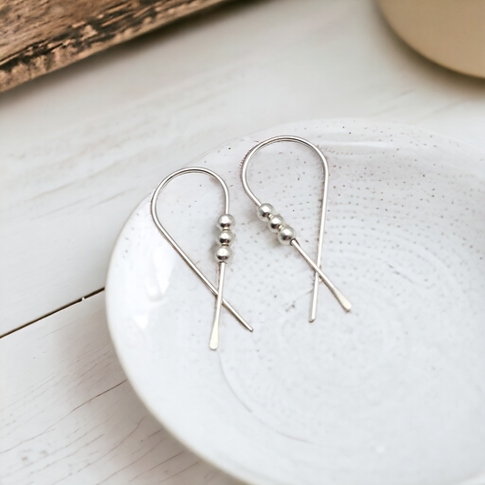 Ribbon - Silver & Silver Earrings Bijou by SAM   