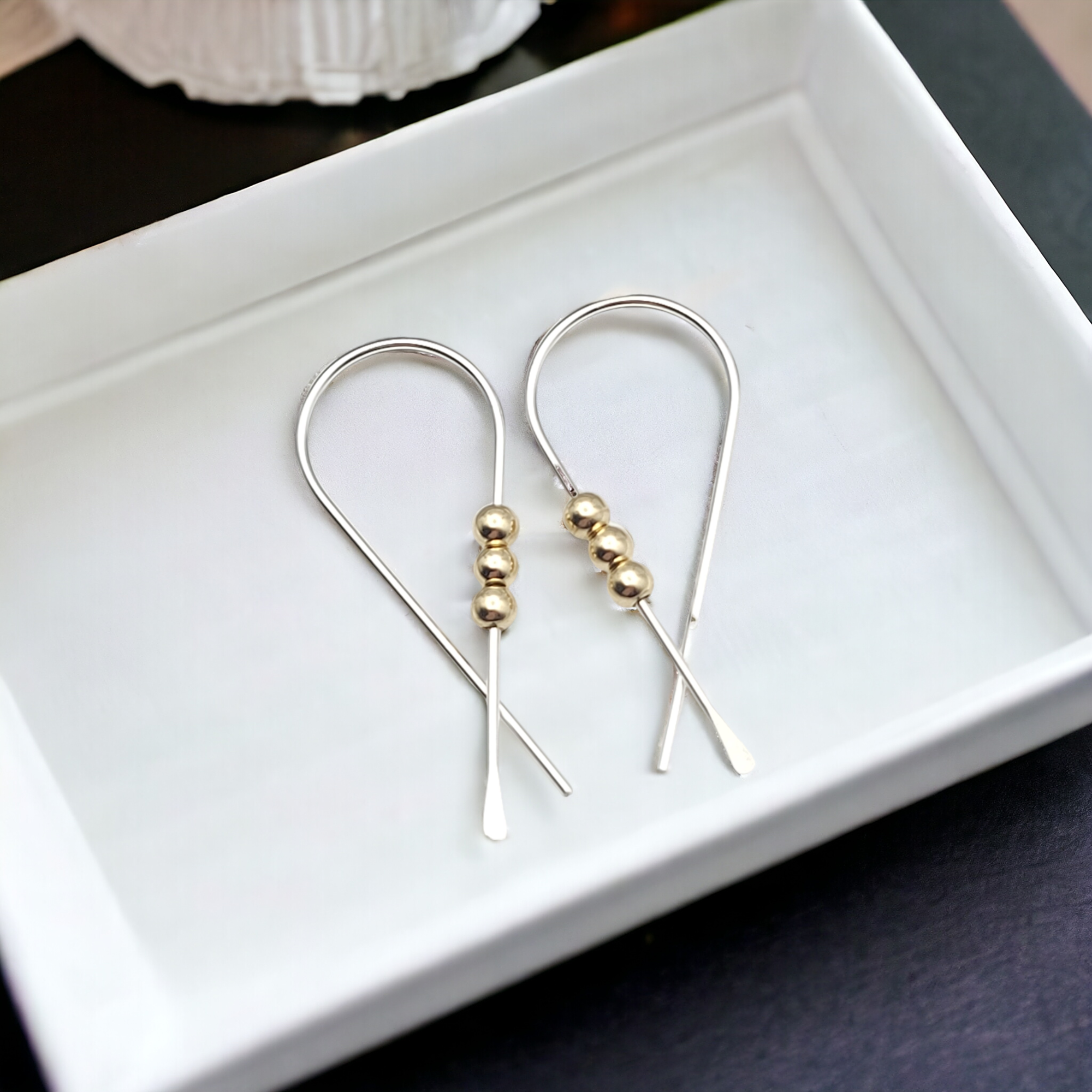 Ribbon - Silver with Gold Earrings Bijou by SAM   