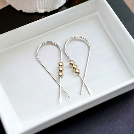 Ribbon - Silver with Gold Earrings Bijou by SAM   