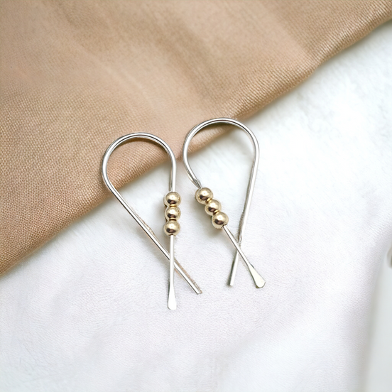 Ribbon - Silver with Gold Earrings Bijou by SAM   