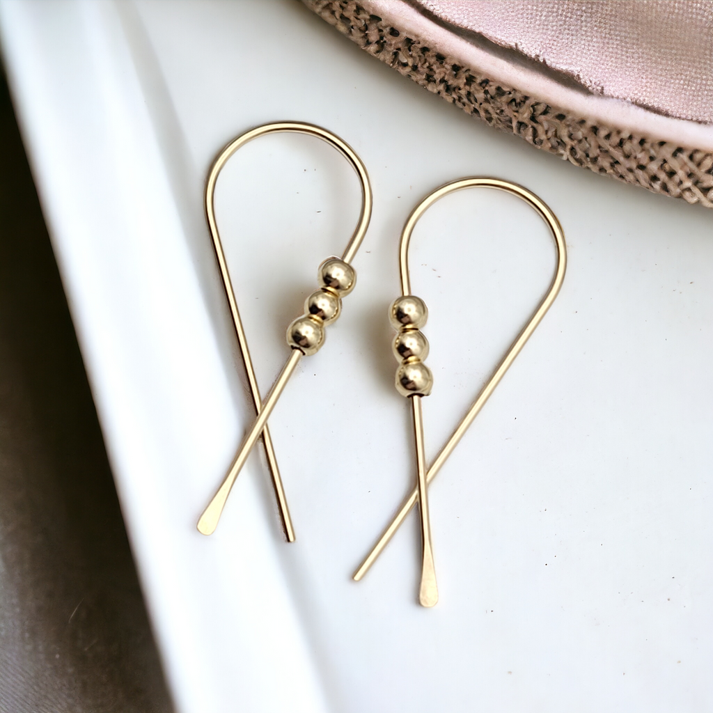 Ribbon - Gold with Gold Earrings Bijou by SAM   