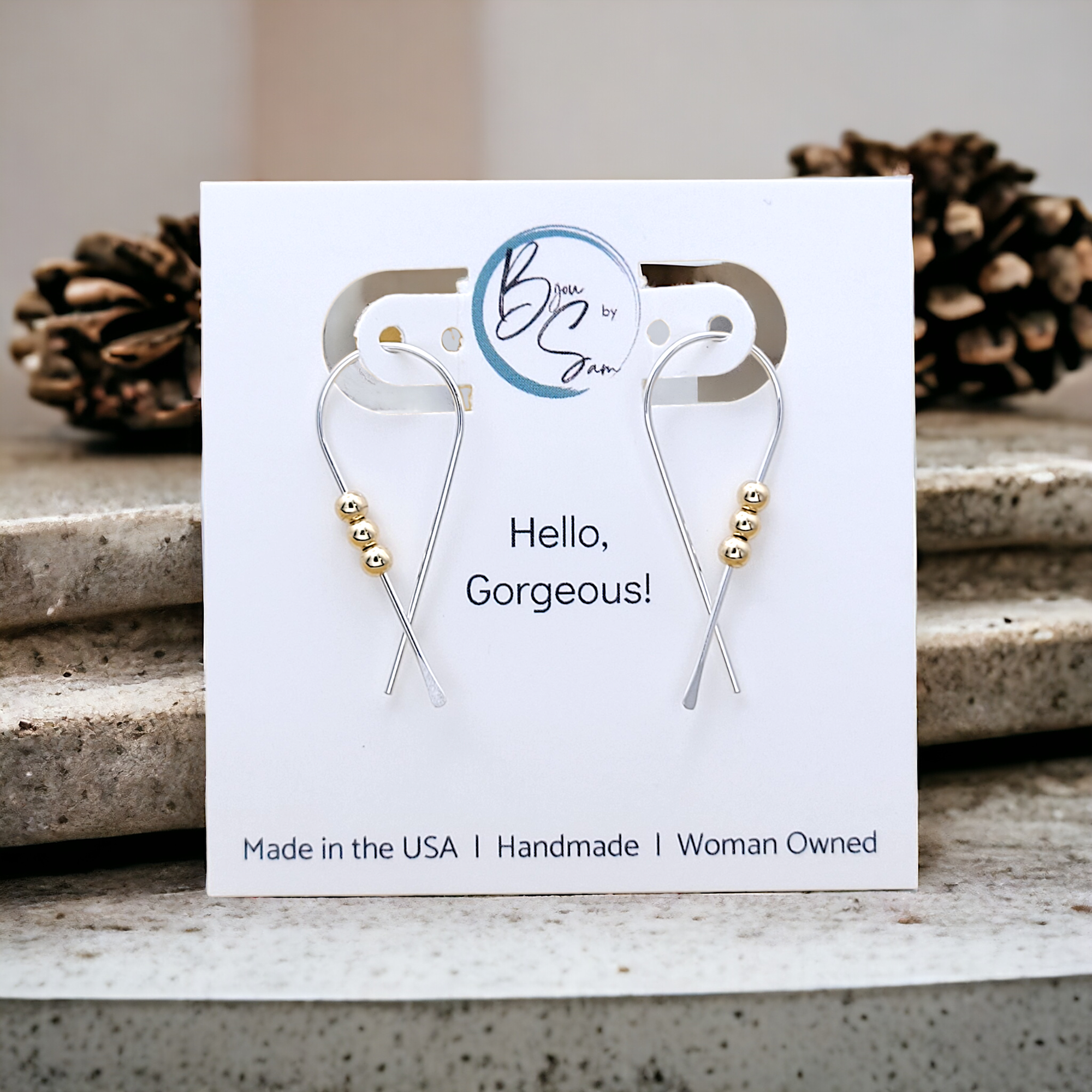Ribbon - Silver with Gold Earrings Bijou by SAM   