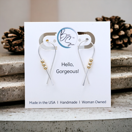 Ribbon - Silver with Gold Earrings Bijou by SAM   