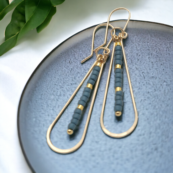 Harley - Gold & Teal Earrings Bijou by SAM   
