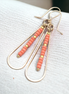 Harley - Gold & Coral Long Hoops Earrings Bijou by SAM   